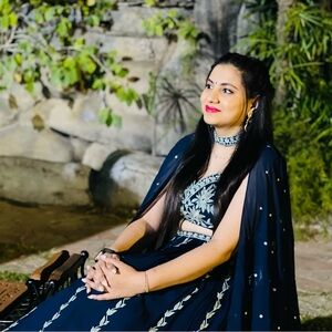 Elegant Navy Blue Lehenga with Embroidered Details